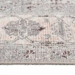 Flatwoven Washable Distressed Grey Bordered Rug - Grand -Kukoon Rugs Store renuu grand grey 06063