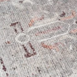 Flatwoven Washable Distressed Grey Bordered Rug - Grand -Kukoon Rugs Store renuu grand grey 06068