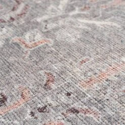 Flatwoven Washable Distressed Grey Bordered Rug - Grand -Kukoon Rugs Store renuu grand grey 06072