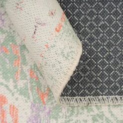 Flatwoven Washable Distressed Green Medallion Rug - Lottie -Kukoon Rugs Store renuu lottie 20green 03265 5B3 5D