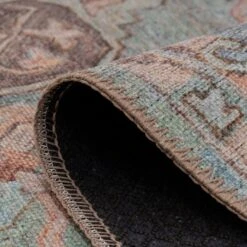 Flatwoven Washable Colourful Medallion Area Rug - Moyola -Kukoon Rugs Store renuu moyola 08623