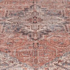 Flatwoven Washable Terracotta Medallion Area Rug - Neeve -Kukoon Rugs Store renuu neeve 08646