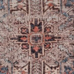 Flatwoven Washable Terracotta Medallion Area Rug - Neeve -Kukoon Rugs Store renuu neeve 08656