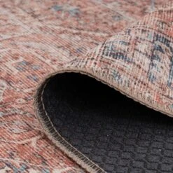 Flatwoven Washable Terracotta Medallion Area Rug - Neeve -Kukoon Rugs Store renuu neeve 08663