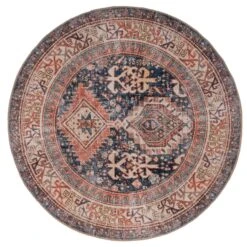 Flatwoven Washable Terracotta Distressed Circle Rug - Perla
