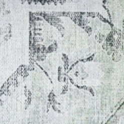 Flatwoven Washable Light Green Bordered Area Rug - Rumi -Kukoon Rugs Store renuu rumi 01382