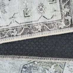 Flatwoven Washable Light Green Bordered Area Rug - Rumi -Kukoon Rugs Store renuu rumi 01440