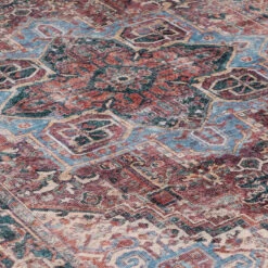 Flatwoven Washable Red Medallion Area Rug - Slaney -Kukoon Rugs Store renuu slaney 08529