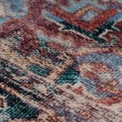 Flatwoven Washable Red Medallion Area Rug - Slaney -Kukoon Rugs Store renuu slaney 08537