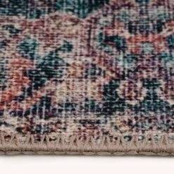 Flatwoven Washable Red Medallion Area Rug - Slaney -Kukoon Rugs Store renuu slaney 08545