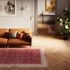 Flatwoven Washable Red Elegant Area Rug - Talia -Kukoon Rugs Store renuu talia f3 692