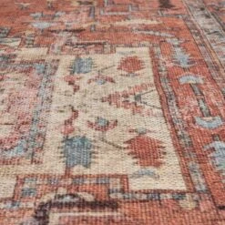 Flatwoven Washable Distressed Terracotta Aztec Boho Rug - Yana 15 Flatwoven Washable Distressed Terracotta Aztec Boho Rug - Yana -Kukoon Rugs Store renuu yana terra 04624 5B1 5D