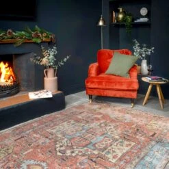 Flatwoven Washable Distressed Terracotta Aztec Boho Rug - Yana 17 Flatwoven Washable Distressed Terracotta Aztec Boho Rug - Yana -Kukoon Rugs Store renuu yana terra 04624 5B4 5D