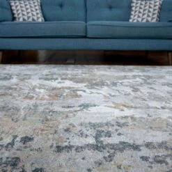 Soft Modern Blue Grey Painted Canvas Effect Rugs - Artist 28 Soft Modern Blue Grey Painted Canvas Effect Rugs - Artist -Kukoon Rugs Store riveria artist blue 7 5B1 5D