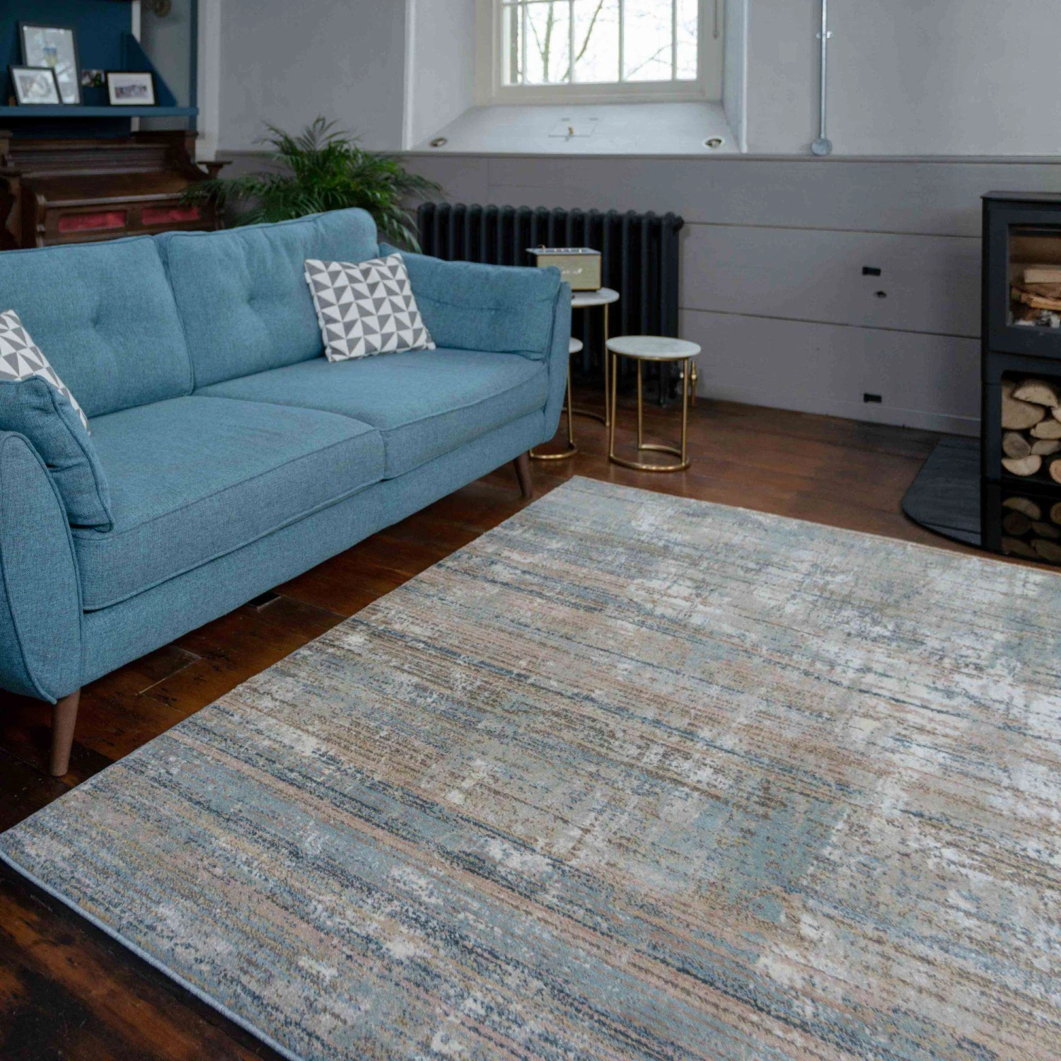 Soft Modern Blue Distressed Scratched Effect Rugs - Scatter 10 Soft Modern Blue Distressed Scratched Effect Rugs - Scatter - Image 8