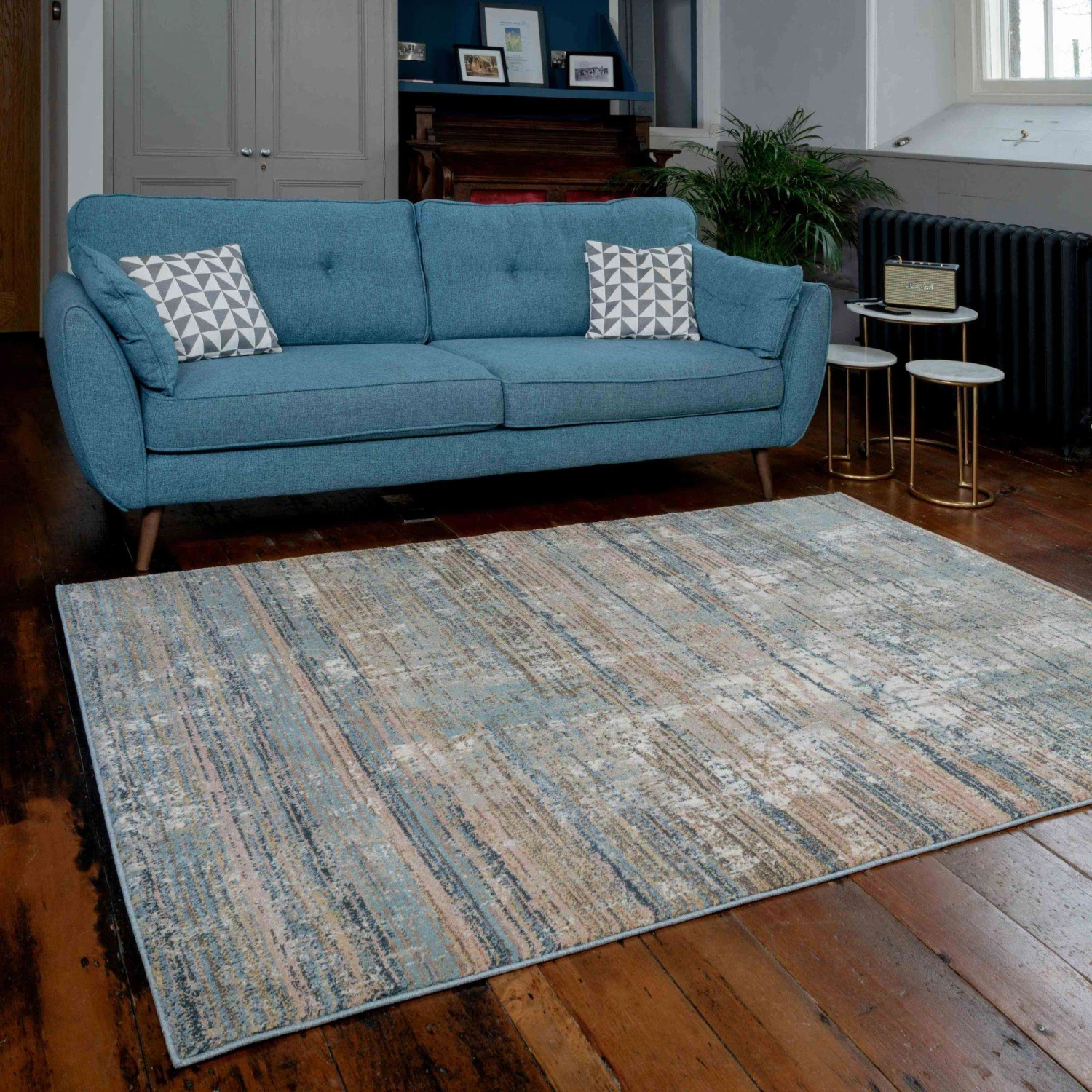 Soft Modern Blue Distressed Scratched Effect Rugs - Scatter 7 Soft Modern Blue Distressed Scratched Effect Rugs - Scatter - Image 5