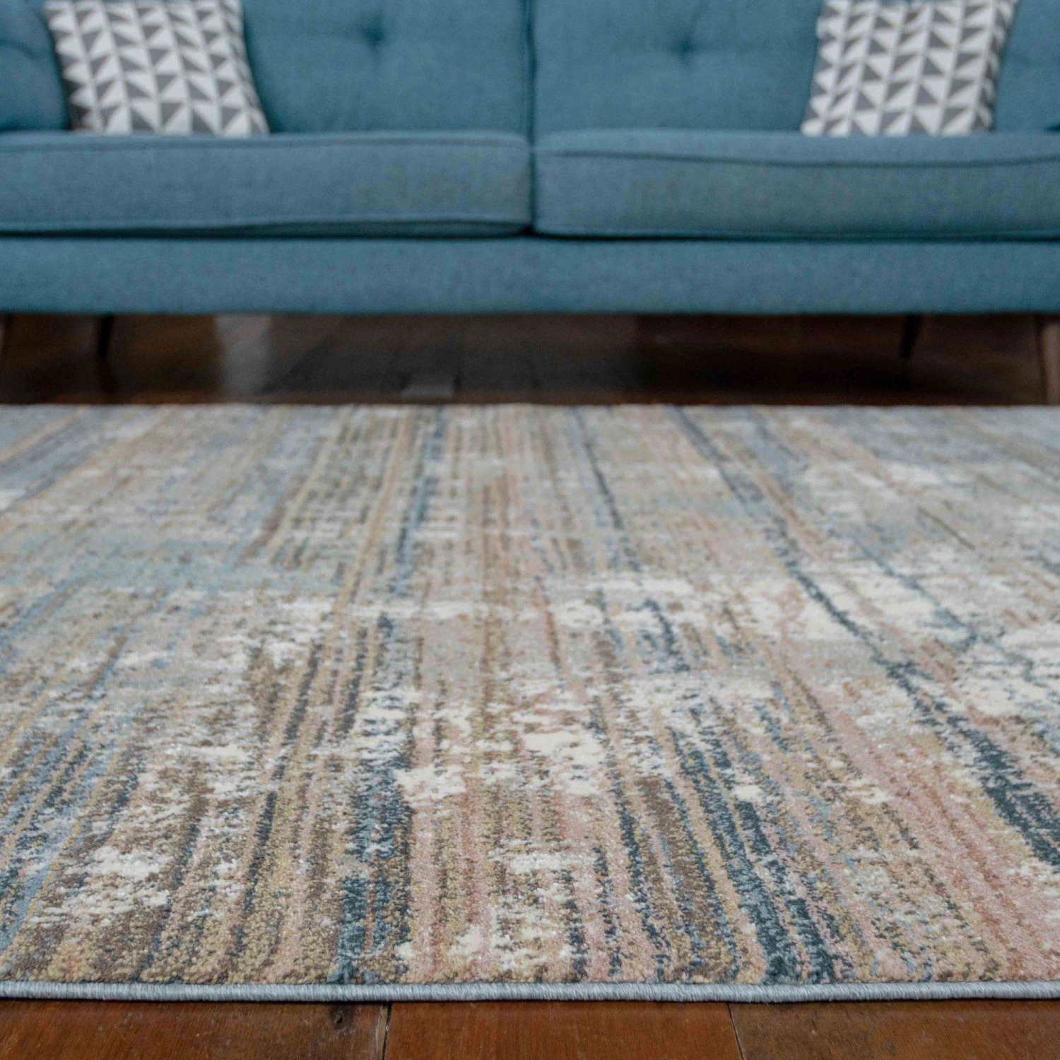 Soft Modern Blue Distressed Scratched Effect Rugs - Scatter 11 Soft Modern Blue Distressed Scratched Effect Rugs - Scatter - Image 9