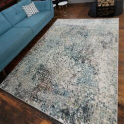 Soft Modern Blue Distressed Abstract Hall Runner Rugs -Kukoon Rugs Store riveria 20Runner 20Rugs 20azq 20 105 5B5 5D