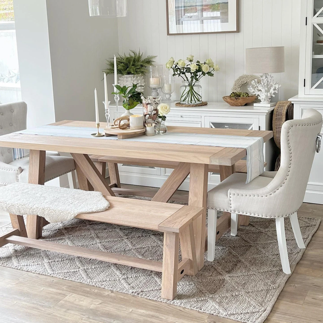 Handmade Beige Trellis Wool Area Rug - Diamond 4 Handmade Beige Trellis Wool Area Rug - Diamond - Image 2