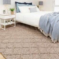 Handmade Beige Trellis Wool Area Rug - Diamond 13 Handmade Beige Trellis Wool Area Rug - Diamond -Kukoon Rugs Store rowan diamond beige 7695 5B1 5D