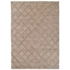 Handmade Beige Trellis Wool Area Rug - Diamond