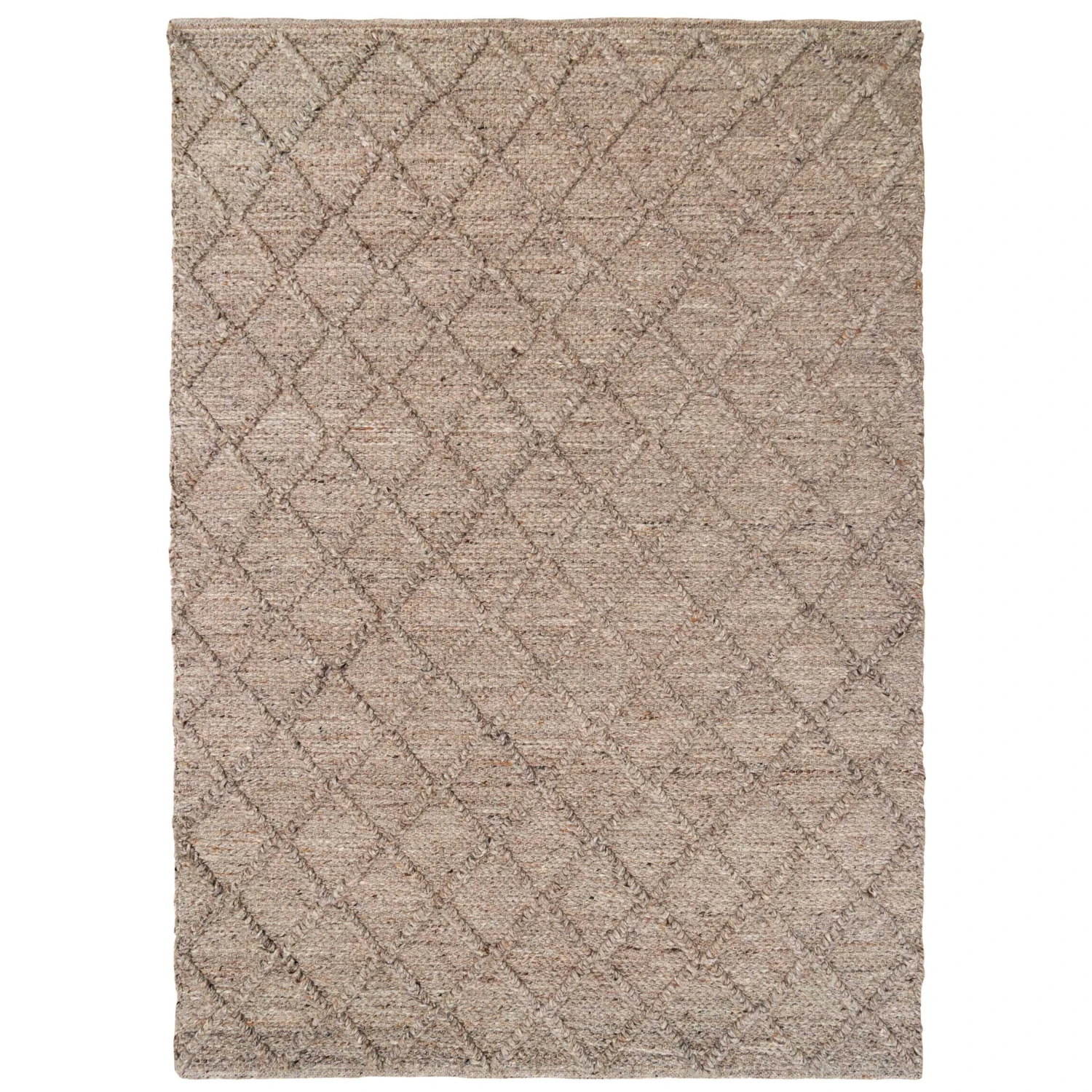 Handmade Beige Trellis Wool Area Rug - Diamond 3 Handmade Beige Trellis Wool Area Rug - Diamond