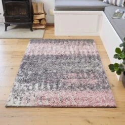 Blush Distressed Textured Shaggy Runner Rug -Kukoon Rugs Store rug1 20 106 5B2 5D