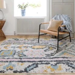 Pastel Tribal Print Area Room Rug -Kukoon Rugs Store sable multi 9542 3
