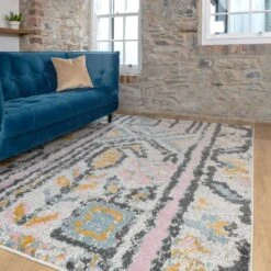 Pastel Tribal Print Area Room Rug -Kukoon Rugs Store sable multi 9542 3 5B5 5D