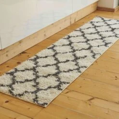 Cream Moroccan Trellis Shaggy Runner Rug -Kukoon Rugs Store shaggy 20scandi 20rug 20 1