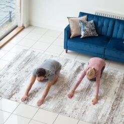 Soft Beige Modern Distressed Rug - Zoya -Kukoon Rugs Store shootday2 03721