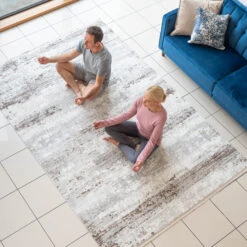 Soft Beige Modern Distressed Rug - Zoya -Kukoon Rugs Store shootday2 03766