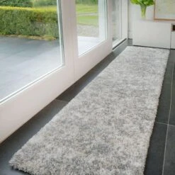 Soft Mottled Silver Shaggy Area Rug -Kukoon Rugs Store silver 0756 5B2 5D