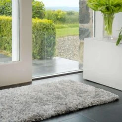 Soft Mottled Silver Shaggy Area Rug -Kukoon Rugs Store silver 0756 5B5 5D