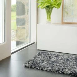 Soft Mottled Grey Shaggy Area Rug - Camberley -Kukoon Rugs Store slate 07155 5B4 5D