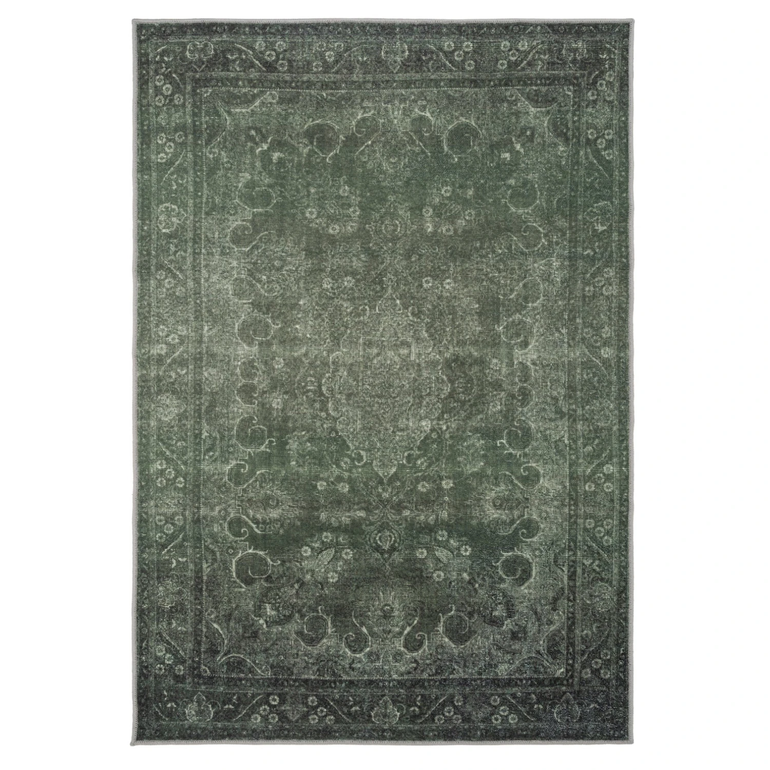 Soft Washable Green Medallion Rug - Maisie 3 Soft Washable Green Medallion Rug - Maisie