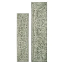 Soft Washable Green Motif Rug - Pippa -Kukoon Rugs Store soft washable Pippa RR RRL SQ