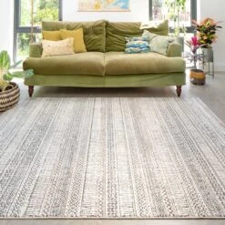 Cosy Soft Underfoot Grey Tribal Moroccan Berber Bedroom Rug -Kukoon Rugs Store stax grey 8665