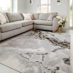 Modern Grey Marble Textured Area Rug - Strike -Kukoon Rugs Store strike grey 5280