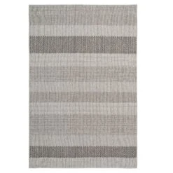Grey Striped Loop Pile Rug