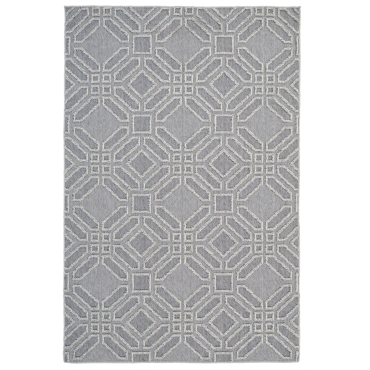 Blue Geometric Loop Pile Rug 3 Blue Geometric Loop Pile Rug