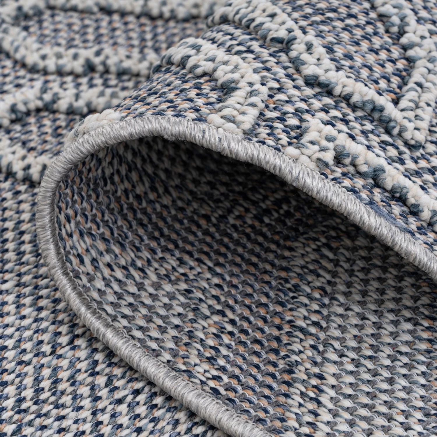 Blue Geometric Loop Pile Rug 11 Blue Geometric Loop Pile Rug - Image 9