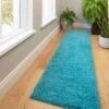 Soft Teal Blue Shaggy Runner Rug -Kukoon Rugs Store teal 0955