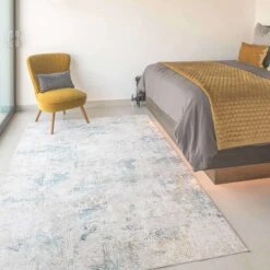 Teal Blue Cloudscape Living Room Rug - Times -Kukoon Rugs Store times blue 9607 5B1 5D