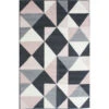 Pink Grey Diamond Geometric Living Room Rug 2 Pink Grey Diamond Geometric Living Room Rug -Kukoon Rugs Store topview3646pink