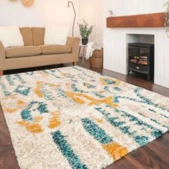 Super Soft Abstract Moroccan Shaggy Rug - Bella -Kukoon Rugs Store traveller bella multi 1908 5B2 5D