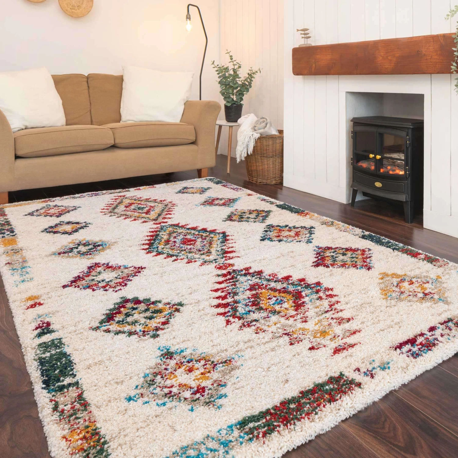 Super Soft Diamond Shaggy Rug - Neroli 6 Super Soft Diamond Shaggy Rug - Neroli - Image 4