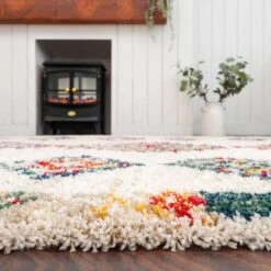 Super Soft Diamond Shaggy Rug - Neroli 14 Super Soft Diamond Shaggy Rug - Neroli -Kukoon Rugs Store traveller neroli multi 1512 5B4 5D