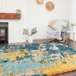 Soft Abstract Shaggy Rug - Cherish 16 Soft Abstract Shaggy Rug - Cherish -Kukoon Rugs Store travellercherishmulti AbstractShaggyRoomMarketplaceLivingRoomRug 6