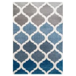 Fresh Trellis Blue Living Room Rug - Topaz